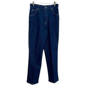Vintage 70s Carriage Court Dark Wash Contrast Stitch Straight Leg Jeans Size 8